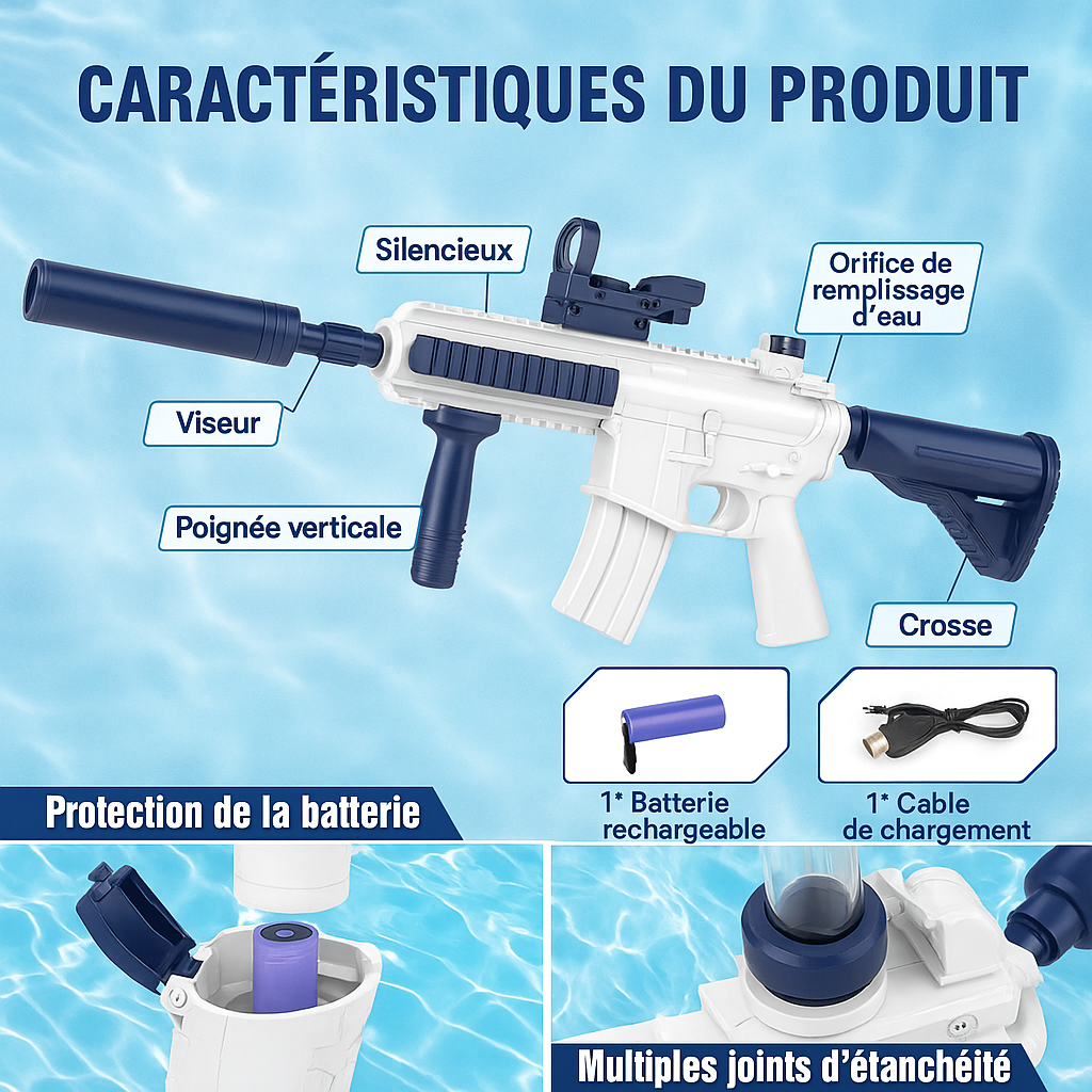 PistoFUN™ - Pistolet à Eau Électrique M416